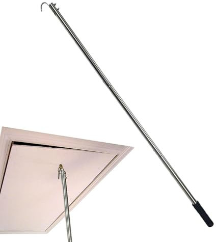 Sistema di estrazione a scala, gancio per scale sottotetto, include 1 asta di prolunga per soffitta fino a 101,2 cm