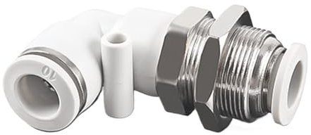 PLM Pneumatic Quick Connector L-Shaped Elbow 4/6/8/10/12MM Hose Trachea White Air Connector Brass Copper Baffle Connector(PLM-12)