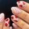 GlamRays Cute Pink Unghie finte adesive corte ovali acrilico Unghie finte dolci fragola con design a strisce lucido unghie artificiali adesive confezione completa 24 pezzi