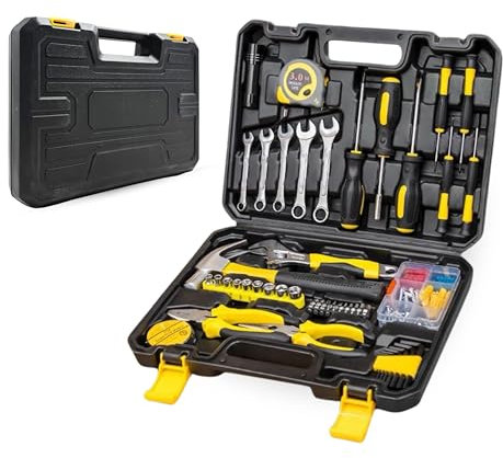 Coffret à Outils Complète. Kit d’Outils Portable. Caisse à Outils de 108 Pièces pour le Bricolage. Boite à Outils Ménagers. Malette Outils pour les Réparations Domestiques et l’Usage Général.