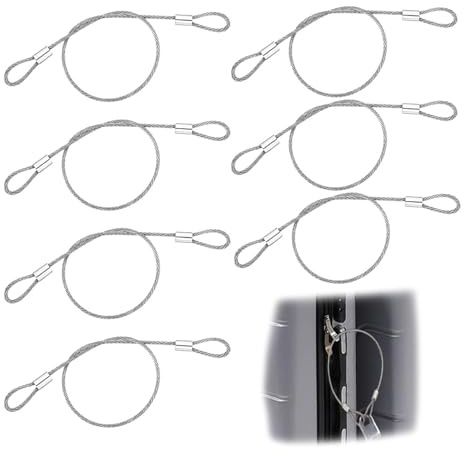 7 cavi di sicurezza in acciaio inox argentato con occhielli in acciaio inox, 30 cm x 2 mm, fune metallica per serrature per biciclette, serrature per bagagli