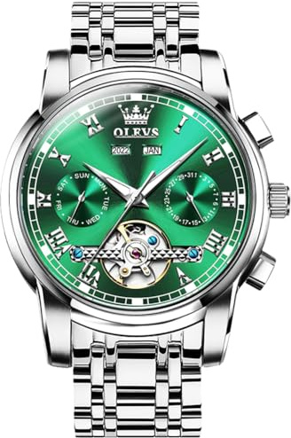 OLEVS Montre Homme Mécanique Automatique Tourbillon Calendrier Étanche Lumineuse Bicolore