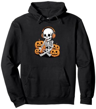 Halloween Scheletro Oboe Oboista Felpa con Cappuccio
