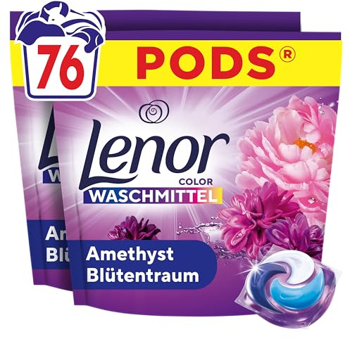 LENOR PODS Color tvättkapslar tvättmedel 76 tvättbelastningar, ametist blomdröm, långvarig friskhet och extra luktskydd