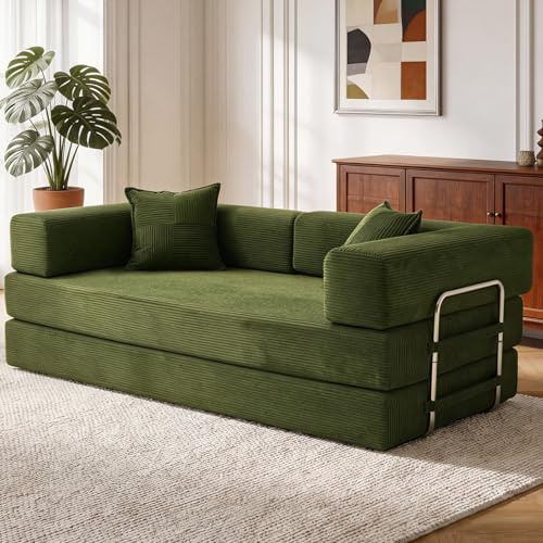 Vipbear Premium Boneless Couch, 79 L 5-in-1 Ergonomic 3 Seater Versatile Modular Sectional Sofa for Living Room, Green