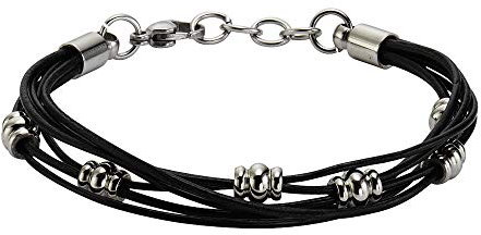 Zeeme Stainless Steel Damen Armband Edelstahl 19,5cm Glänzend schwarz 389060126