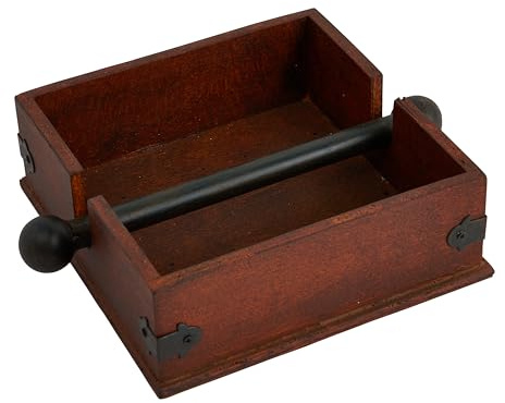 Creative Co-Op Square Wood Napkin Holder with Metal Bar