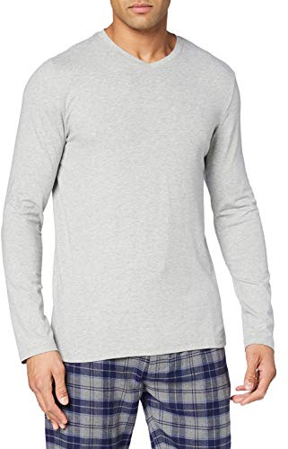 Huber Herren 24 Hours Men Sleep Shirt Langarm Schlafanzugoberteil, per Pack Grau (Sport Grey 9612), Medium (Herstellergröße: M)
