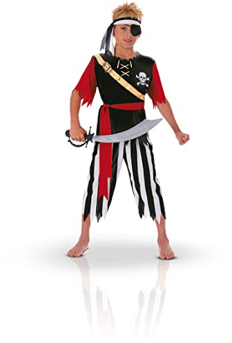 Rubies - Déguisement Entrée de Gamme Pirate 5-6 ans - Costume avec un top,un pantalon, un bandeau et une ceinture rouge - Multicolor - Pour carnaval, Noël, Anniversaire, Fêtes et