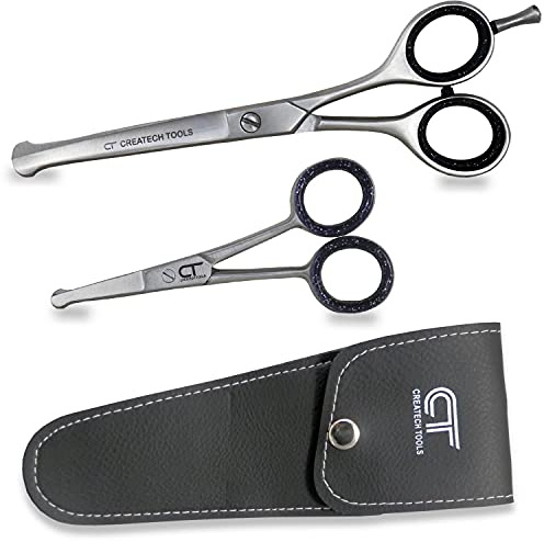 CT Pet Cat Dog Grooming Scissors Kit – 6 & 4.5 inch Hair Cutting Scissors Set, Japanese Stainless Steel Curved Blades with Safety Round Tips for Your Beloved Pets