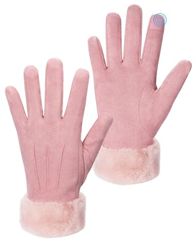 Becellen Guantes Mujer Invierno, Guantes Resistentes Viento Termicos Pantalla Tactiles para Niña Madre Hija Novia