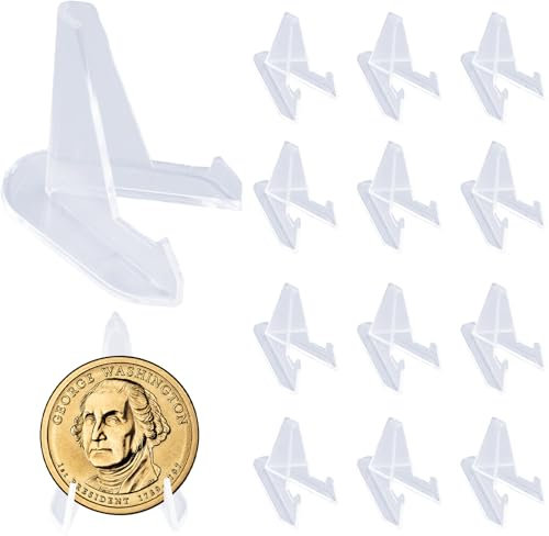 Wisebom Cavalletto per Visualizzazione Monete, Cavalletto Acrilico Supporto in Trasparente, Mini Monete Supporto, per L'esposizione di Monete, Orologi da Tasca,Telefoni Cellulari, Foto, 68*68*35mm