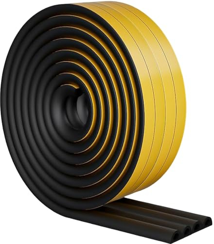 Draught Draft Excluder Strip for Doors Windows, Foam Seal Weather Stripping | Door Window Sealing Tape, 20m D Type Draft Stopper, Self-Adhesive, Foam Rubber Insulation, Soundproofing Dustproof Waterproof
