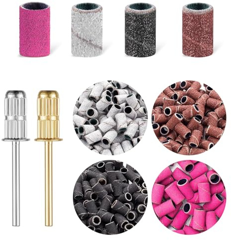 200 Piezas Fresas Torno Para Uñas, Brocas Para Uñas,Bandas De Lijado 80/120/180/240#, Con 2 Brocas De Uñas, Para Uñas Acrílicas, Manicura, Pedicura, Lijar, Pulir, Recortar, Exfoliar