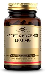 SOLGAR® Nachtkerzenöl 1300mg - Kaltgepresst & Hochdosiert – Unterstützt Hautgesundheit & Hormonelle Balance - 30 Tage Vorrat