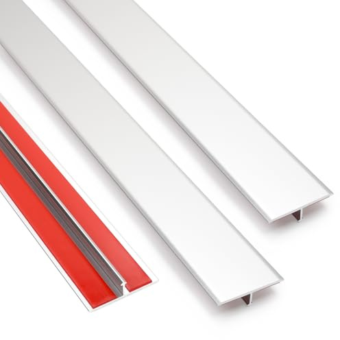 Orechic Metal Floor Transition Strips for Doorways, Self-Adhesive Aluminum T-Molding Threshold, for Joining Wood Tile Vinyl Laminate Flooring Gaps Seamless (3Pcs,36x 2,Silver)