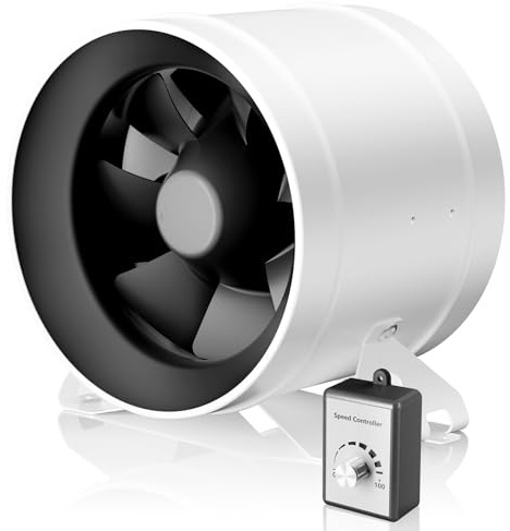 Hon&Guan 200 mm rörfläkt, superluftmängd, 1411 m³/h, avancerad EC-motor, tystgående, rörfläkt, ventilationsfläkt för odlingstält, växthus, garage, kök, ventilation