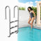 UISEBRT 304 Edelstahl Poolleiter | Pooltreppe mit 3 Stufen | 132 x 54 x 26.5 cm - Silber | Schwimmbadleiter mit Rutschsicherung | Einstiegsleiter für Pool und Schwimmbecken | bis 150 kg Belastbar
