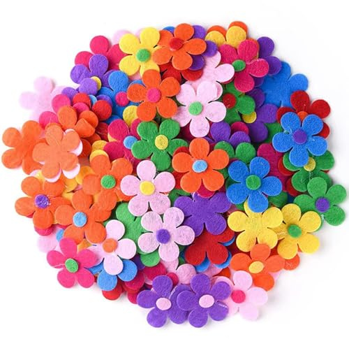 Funalix 100 Piezas Flores de Fieltro de Colores, Flores de Tela y Fieltro Autoadhesivas para Manualidades, Tarjetas, decoración y Proyectos DIY