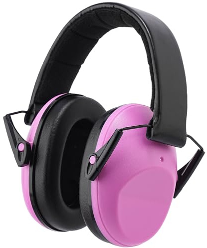 CUXFLS Kids Noise Cancelling Earmuffs, 25-30dB Noise Reduction Hearing Protection for Children, Adjustable Headband for Autism Sensory Needs, for Concerts Fireworks Travel Study(Pink)