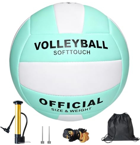 Foreverup Volleyball Official Size 5, Beach Volleyball, Soft Waterproof Volleyball with Pump Needles, Pump, Mesh Bag, Ball Bag for Indoor, Outdoor, Pool, Gym, Training, Women Youth Juniors and Teens