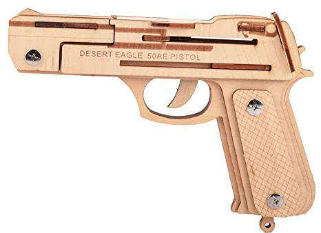 3D Wooden Rubber Band Gun Puzzle Toy, No Glue DIY Handmade Model with Precision Cut Smooth Polish for Kid Child Parent Child Interaction