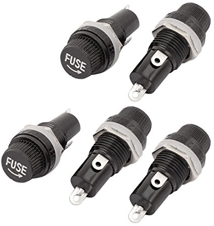 uxcell a12101500ux0633 AC 125V/15A 250V/10A Screw Cap Panel Mounted 5 x 20mm Fuse Holder 5 Pcs (Pack of 5)