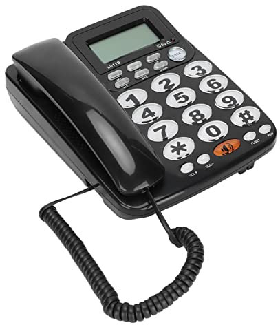 VBESTLIFE Schnurgebundenes Tischtelefon, Große Tasten, Schnurgebundenes Festnetz, für Home-Office-Hotelzimmer, Anrufer-ID, Freisprechfunktion