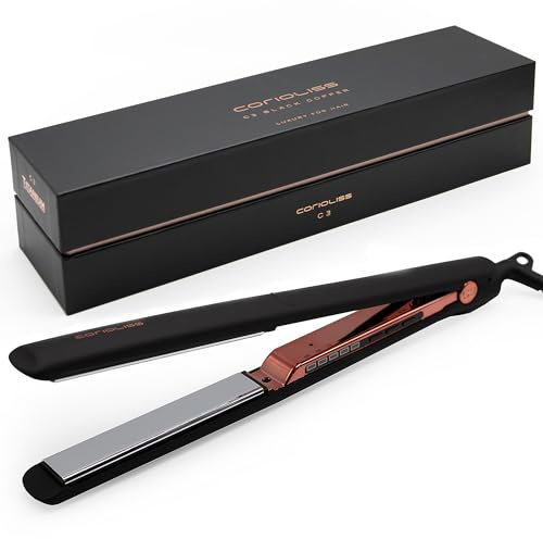 Corioliss C3 | Glätteisen | Extra Lange Titanplatten Anti Frizz | Haarglätter Locken und Glätten | Professionelles mit Temperaturregelun Black Copper Soft Touch