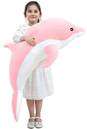 Kekeso Dauphin Jouets en Peluche Belle Peluche Douce Animal éTreignant Oreiller Dauphin PoupéEs pour Enfants Filles Dormir Coussin Cadeau (100cm/39.37in, Rose)