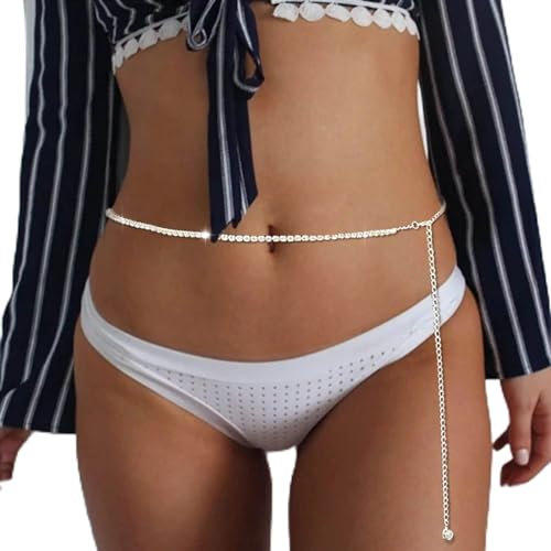 Wendalern Strass Taille Kette Silber Kristall Bauch Kette KörperSexy Bikini Zubehör Schmuck Für Frauen Mädchen Sommer Strand Rave Party Prom
