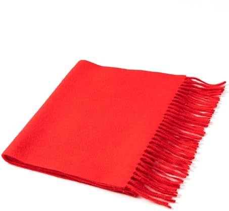 Villand Pure 100% Cashmere Scarf with Fringed Edges, Ultra Soft Large Cashmere Shawl Wrap for Women and Men (Red)