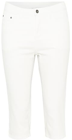 Kaffe Women's Capri Jeans Colored Denim Below Knee Length Slim Fit High-Waisted, Jeans De Las Mujeres, Chalk,