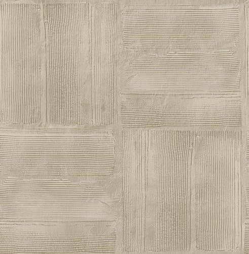 RoomMates Taupe Dimensional Square Plaster Peel and Stick Wallpaper, RMK12681PLW