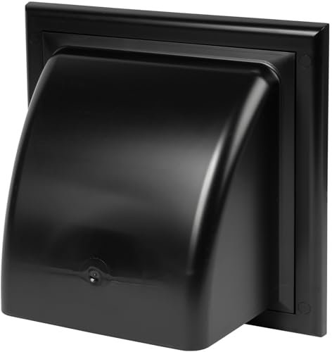 Awenta Cubierta de ventilación para campana de escape de 6 pulgadas con cubierta de lluvia, negro, cubierta de ventilación de aire al aire libre, cubierta de conducto de ventilación para secadora de