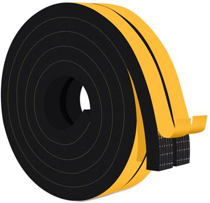 Trisiki Strong Adhesive Weather Stripping for Doors and Windows, High Density Door Seal, SoundProof Weatherproof Foam Insulation Tape, Windproof, Anti-Scratch Weatherstrip (3/4 in x 1/2 in x 13Ft)
