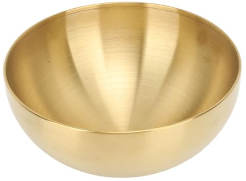 Cyrank Stainless Steel Mixing Bowl, Large Salad Decorative Gold Bowl Ramen Noodle Gold Fruit Bowls Snacks Bowls for Kitchen Mixing Cooking Baking