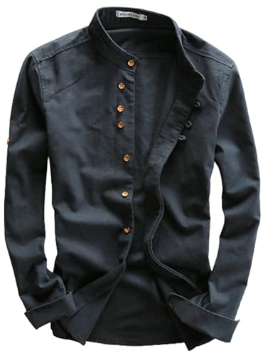 Soulona Katana Chemise en lin de qualité supérieure, style japonais Soulona pour homme