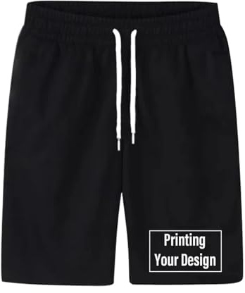 East-hai-buy Pantaloncini da Uomo Personalizzati Personalizza Il Tuo Logo Pantaloni Casual Estivi da Jogging Slim Fit Sport Short Regalo di Compleanno Black,M
