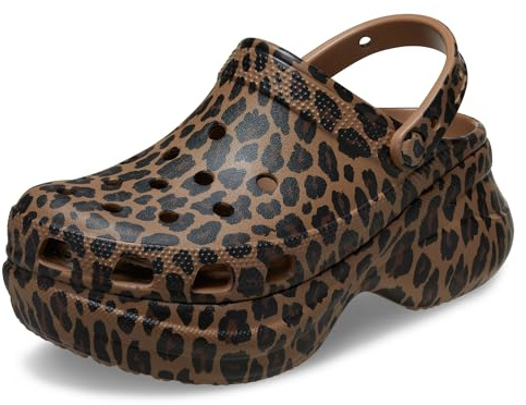 Crocs Zoccoli Bae Classici da Donna, Scarpe con Plateau per Le Donne, Seppia/Leopardo, 36-37 EU