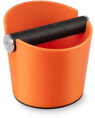 Knock Box kaffelåda kaffesump burk kaffegryta kaffe knock box | Barista tillbehör med avtagbar metallslagstång (orange)