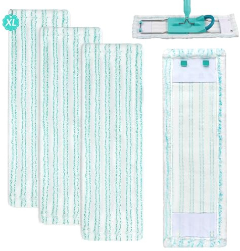 4 Stück Wischbezüge Ersatz für Leifheit Profi XL Micro Duo 47x15cm Bodenwischer Ersatzbezug für Leifheit Profi XL Cotton Plus 2-Faser-System Mikrofaser Putzlappen ideal für alle Bodenarten