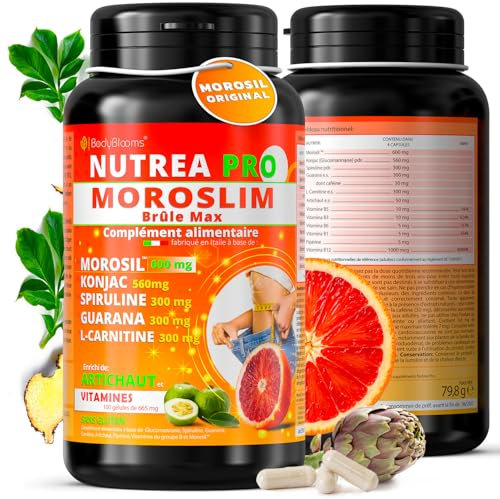MOROSIL™ 600mg | Bruleur de graisse puissant | Morosil perte de poids rapide et efficace avec konjac coupe faim | Brule graisse | 100 gelule minceur puissante | minceur perte de poids rapidement