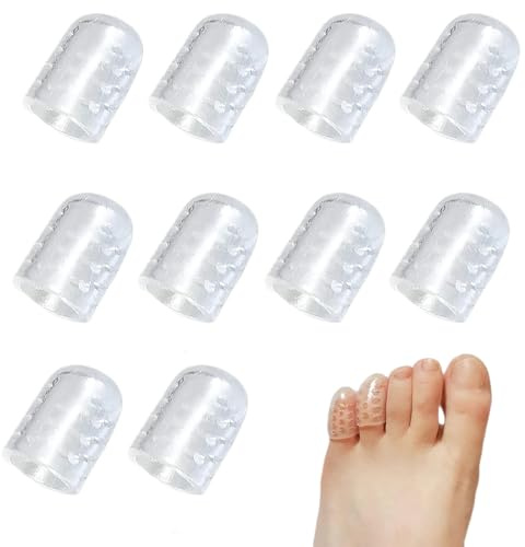 10 Pcs Silicone Anti-Friction Toe Protectors for Blisters Corns Calluses &Ingrown Toenails, Pain Relief Cleae Breathable Silicone Gel Toe Caps for Women Men