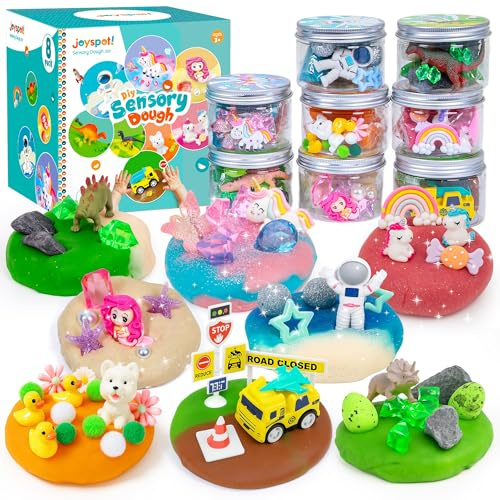 8-Pack Sensory Dough Play Kit for Kids, Reusable Dough Jars, Non-Toxic | Preshcool Educational Creative dough,Back to School, Birthday Valentines,Party Favors,Goodie Bags,Boy Girl Home Classroom