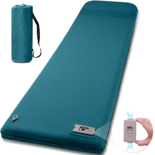 Self Inflating Sleeping Pad with Electric Pump for Camping, 3.14Thick Memory Foam Sleeping Mats, Easy Inflate&Deflate,9.5 R-Value Insulated Camping Mattress with Pillow for Car Travel Tent, Dark Blue