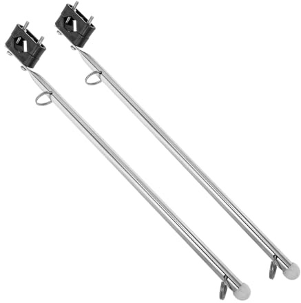 POPETPOP Ensemble de 2 Mâts de Pavillon pour Yacht en Acier Inoxydable Fixation sur Rail pour Bateau Support Marin de Mer Accessoire de Drapeau Amovible pour Navigation