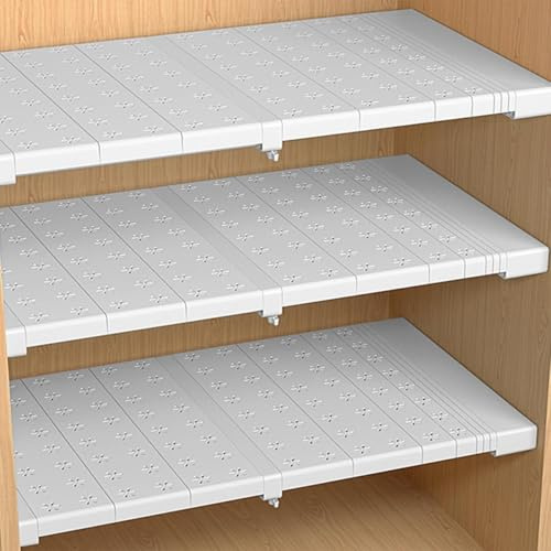 REHOOF Baldas Armario Interior Extensible, Estantería De Almacenamiento De Metal Organizador De Gabinete Telescópicos Separador DIY Divisor para Armario, Cocina, Baño, Refrigerador W24cm,L 41-52cm