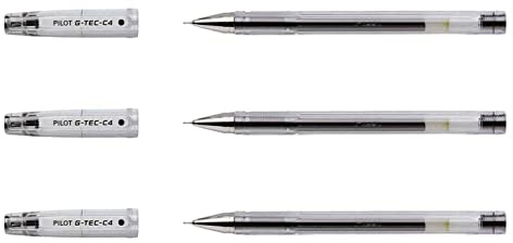 Pilot G - Tec C4 Gel Microtip Rollerball Pen, 0.4 mm Tip - Black, Pack of 3