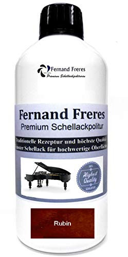 Schellackpolitur 500ml. Fernand Freres RUBIN Mahagoni Klavierlack Hochglanz French Politur Schellack gebrauchsfertig Schelllack
